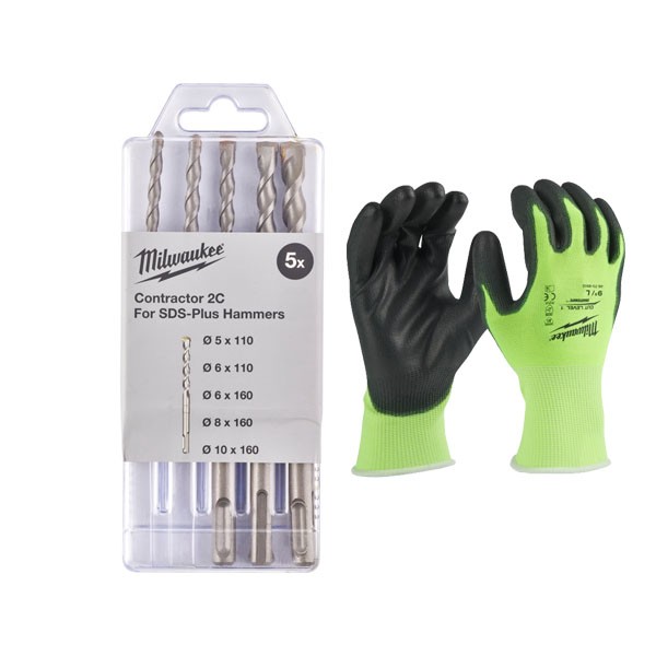 Set 5 Burghie SDS-Plus + Pereche manusi high viz